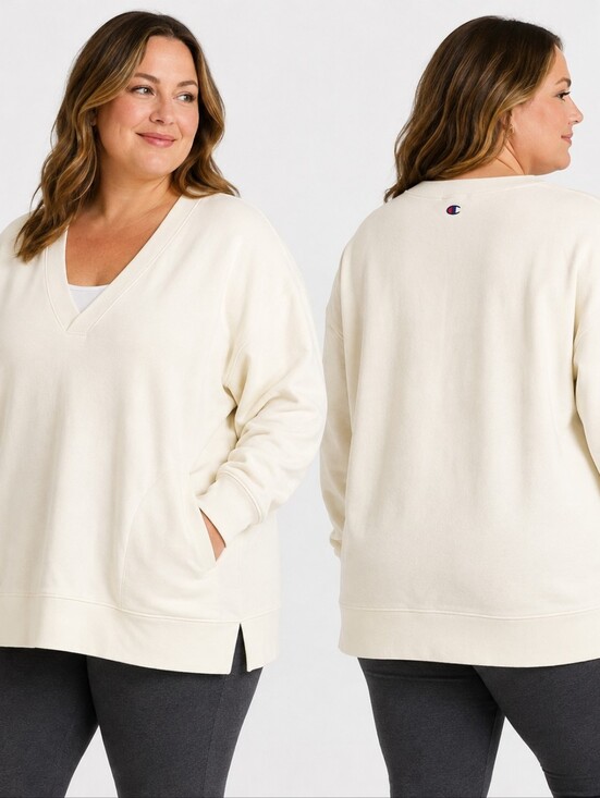 Champion Tops - Champion Gameday Deep V Tunic Pullover XXL Cream NWT Athleisure